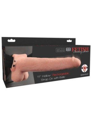 11" Hollow Rechargeable Strap-on with Balls